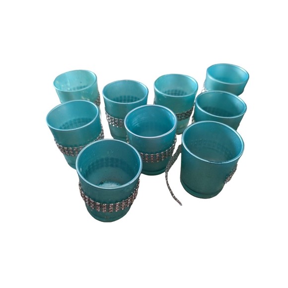 Hobby Lobby Art Lot Of 9 Blue Hobby Lobby Glass Votive Tealight